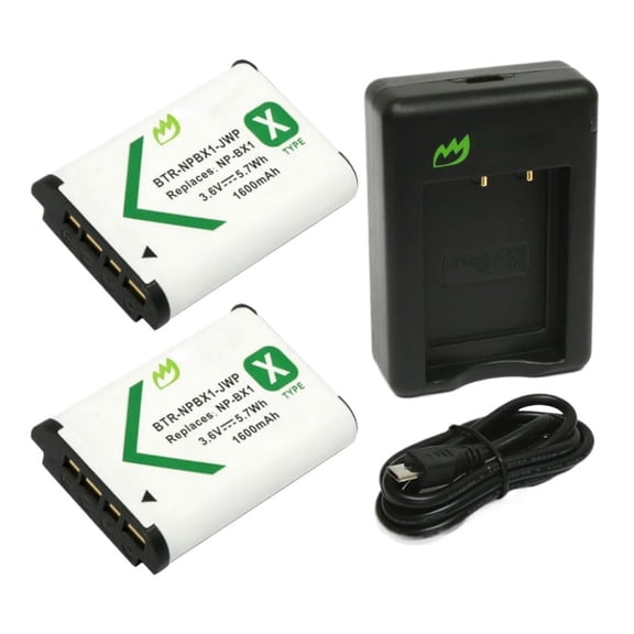Replacement for Sony NP-BX1 Battery (2-Pack, 1600mAh) and Dual Charger