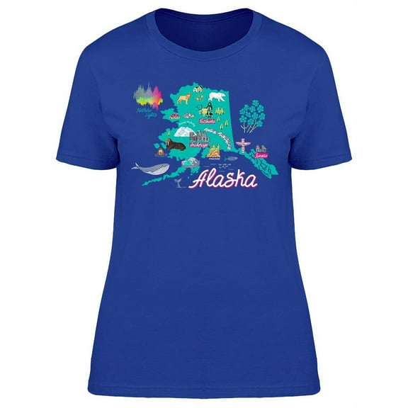 Illustrated Map Of Alaska T-Shirt Women -Image by Shutterstock, Female 3X-Large