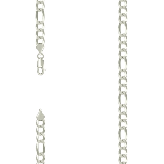 925 Sterling Silver Super Flat Figaro Chain Silver Plated 6.6mm Necklace 20 Inch Chain Necklace for Women and Men