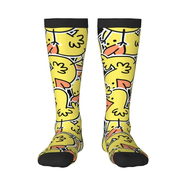 Fotbe Ducks Calcetas Divertidas Estampadas para Hombre y Mujer, Calcetas de Algodón hasta la Rodilla para Caminar, Correr, Enfermería y Embarazo
