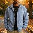 thumbnail image 2 of Cmfcve Plus Size Athletic Jacket for Men Casual Long Sleeve Zip up Jackets Collared Reversible Thin Plaid Jacket Outerwear, 2 of 7
