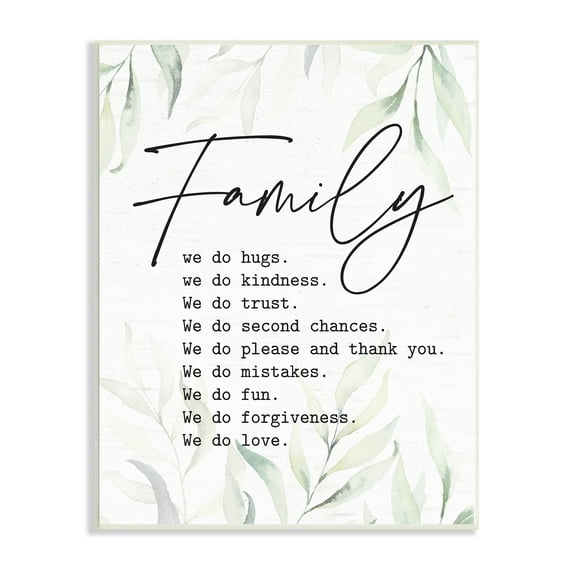 Stupell Industries Tender Family List Quote Botanical Plant Leaves Graphic Art Unframed Art Print Wall Art, Design by Lettered and Lined