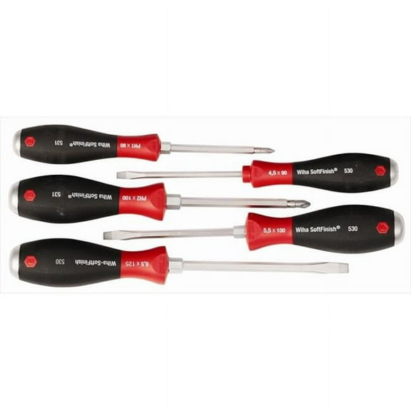 Wiha Tools 53075 Soft Finish XHD Slotted & Phillips Screwdriver Set - 5 Piece