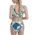 thumbnail image 3 of Daiia Game All Day printed 2 piece Swimsuit Bikinis for Women High Waisted Racerback Bathing Suits Summer Tummy Control Scoop Neck Swimwear-Medium, 3 of 8