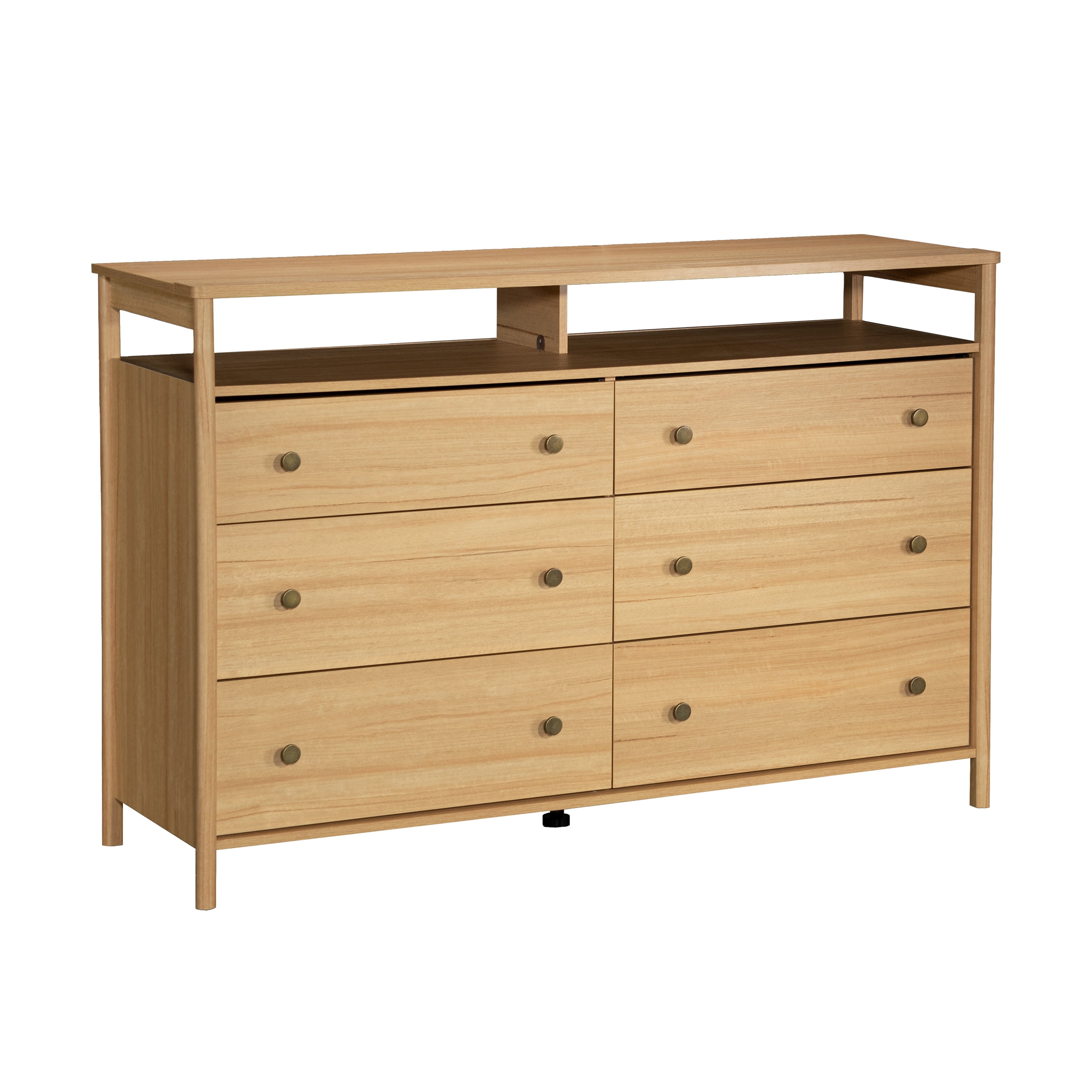 Mainstays Dowel 6 Drawer Dresser, Natural Teak Finish