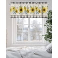 thumbnail image 3 of Farm Sunflower Black Check Retro Linen Valances for Windows,Kitchen Valance Rod Pocket Short Curtain,Watercolor Yellow Flower Valance Curtain Window Valances for Bedroom Living Room 42x12in, 3 of 9