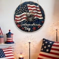 thumbnail image 5 of Wooden Patriotic Hanging Decor for Independence Day, Round American Flag Wall Sign for Home Porch, Festival Celebration Board, 5 of 6