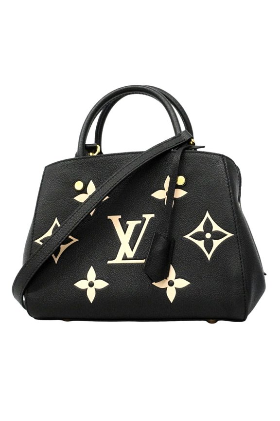 Pre-Owned Louis Vuitton Monogram Empreinte Bicolor Montaigne BB Handbag M45778 Beige Noir 2-way...