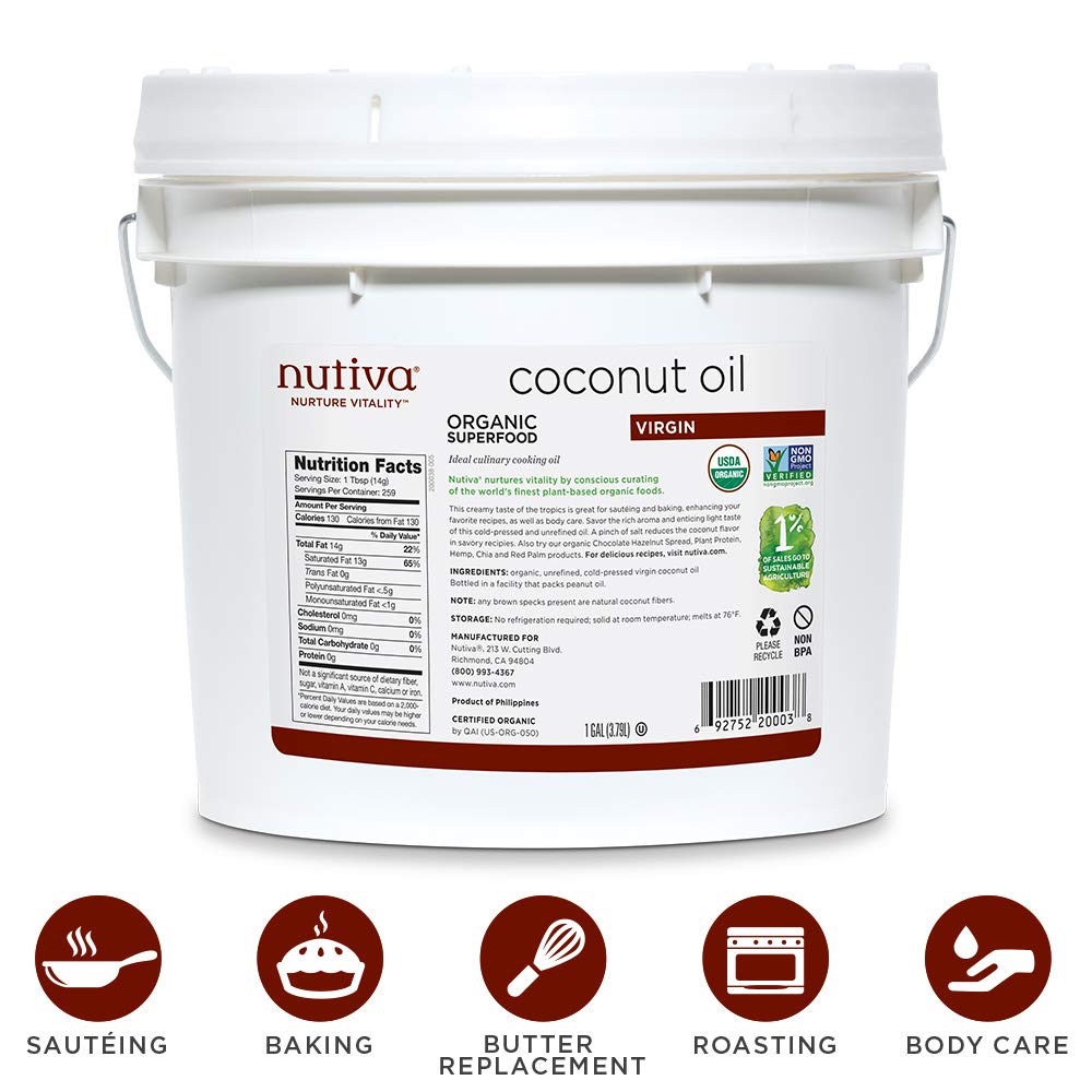 Nutiva Organic ColdPressed Virgin Coconut Oil, 1 Gallon