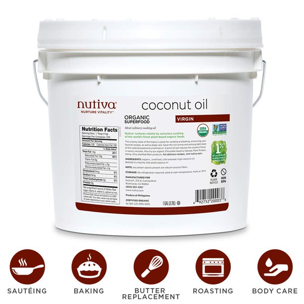 Nutiva Organic ColdPressed Virgin Coconut Oil, 1 Gallon