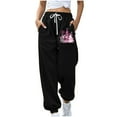 thumbnail image 2 of WXLWZYWL Women Merry Christmas Sweatpants Drawstring Jogger Snowflake Fun Print Elastic Waist Casual Trousers Warm Comfy Pants with Pockets, 2 of 4