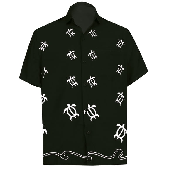 HAPPY BAY Men's Beach Summer Button Down Short Sleeve Untucked Solid Shirt With Pocket Oxford Casual Shirts for Men 4XL Onyx, Turtle