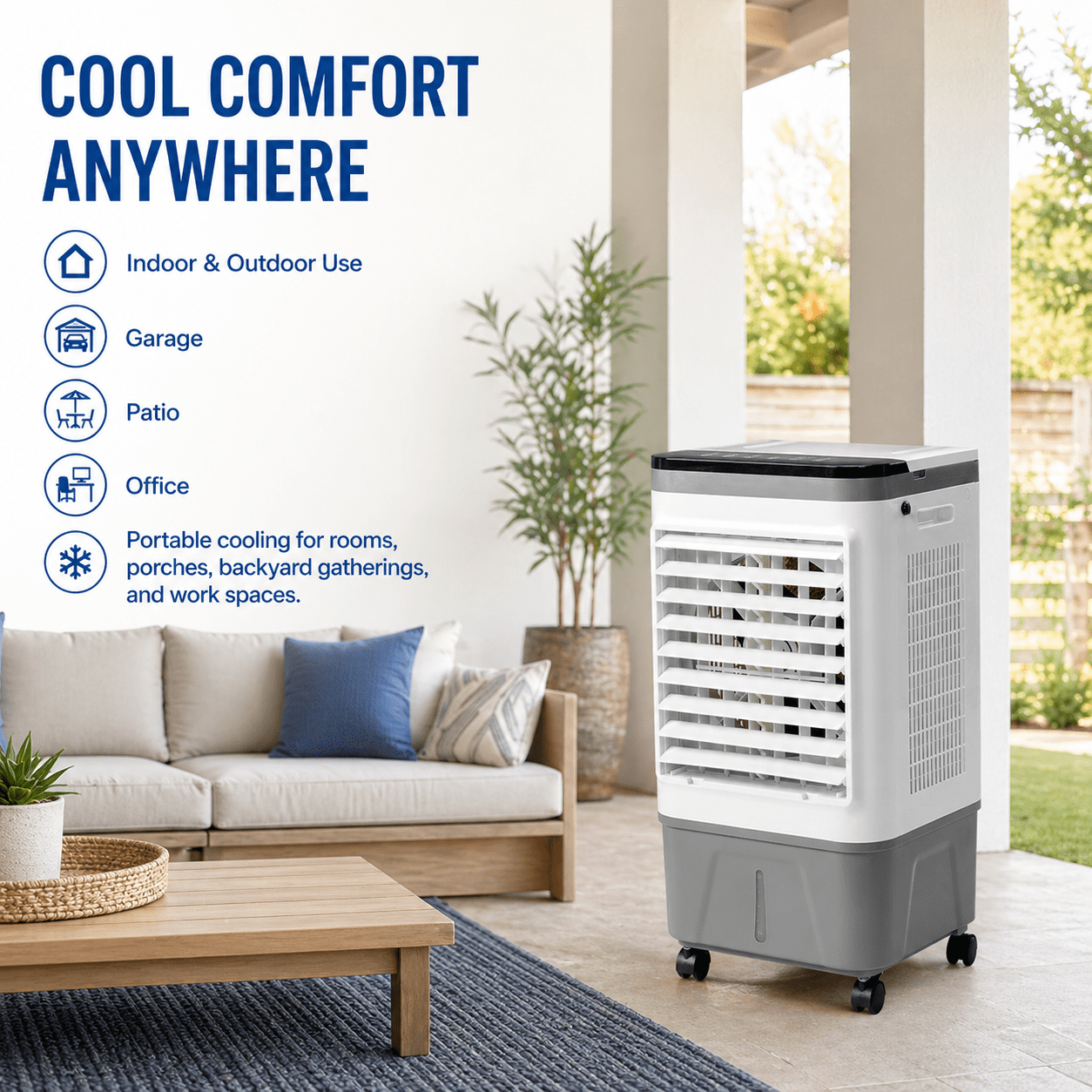 Alvantor 3 in 1 Portable Evaporative Air Cooler, 461 CFM Swamp Cooler Fan with Remote, 5.28 Gal Tank, 12H Timer, Gray and White
