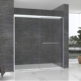 Madeira Series Grid Pattern Shower Screen with Enduroshield 24 X 76 inch  Fixed 3/8 Thick Clear Tempered Glass in Matte Black By Fab Glass and Mirror