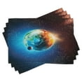 thumbnail image 1 of Ambesonne Space Place Mats Set of 4, Planet Earth Sun Rays, Standard Size, Red Blue, 1 of 6