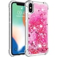 thumbnail image 3 of Compatible with iPhone X Case, iPhone Xs Case Glitter Luxury Cute Love Liquid Quicksand Clear Soft TPU Girls Women Stylish Bumper Shockproof Protective Case for iPhone X/Xs Rose YB, 3 of 12
