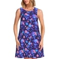 thumbnail image 1 of Fotbe Skull daisy purple Vestido de Verano sin Mangas para Mujer – Vestido Midi Línea A, Estilo Camiseta Floral, Vestido Playero Casual y Fluido, 1 of 7