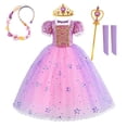 thumbnail image 4 of Vestido de princesa Rapunzel para niñas, disfraz de Enredados, conjunto de ropa para fiesta de cumpleaños, carnaval y Halloween, 4 of 5