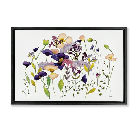 Stupell Industries Purple Poppy Sprigs Botanical & Floral Painting Black Floater Framed Art Print Wall Art, 25 x 17