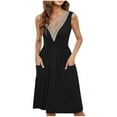 thumbnail image 2 of DailyTrove Women's Contrast Strap Slip Dress, Pocketed, Evening Event & Date Night Outfit, Stretchy Jersey Fabric, 2 of 6