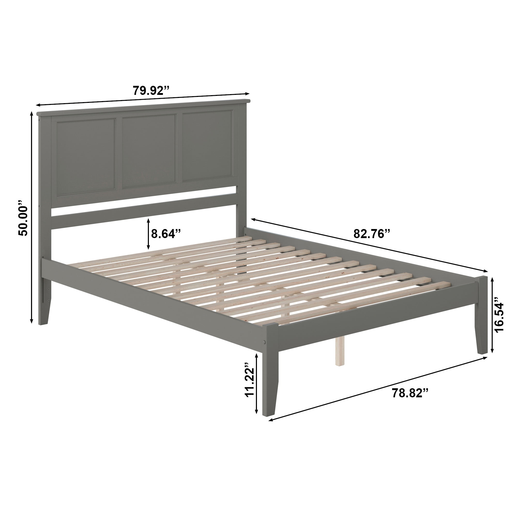 AFI Madison King Solid Wood Platform Bed, Grey