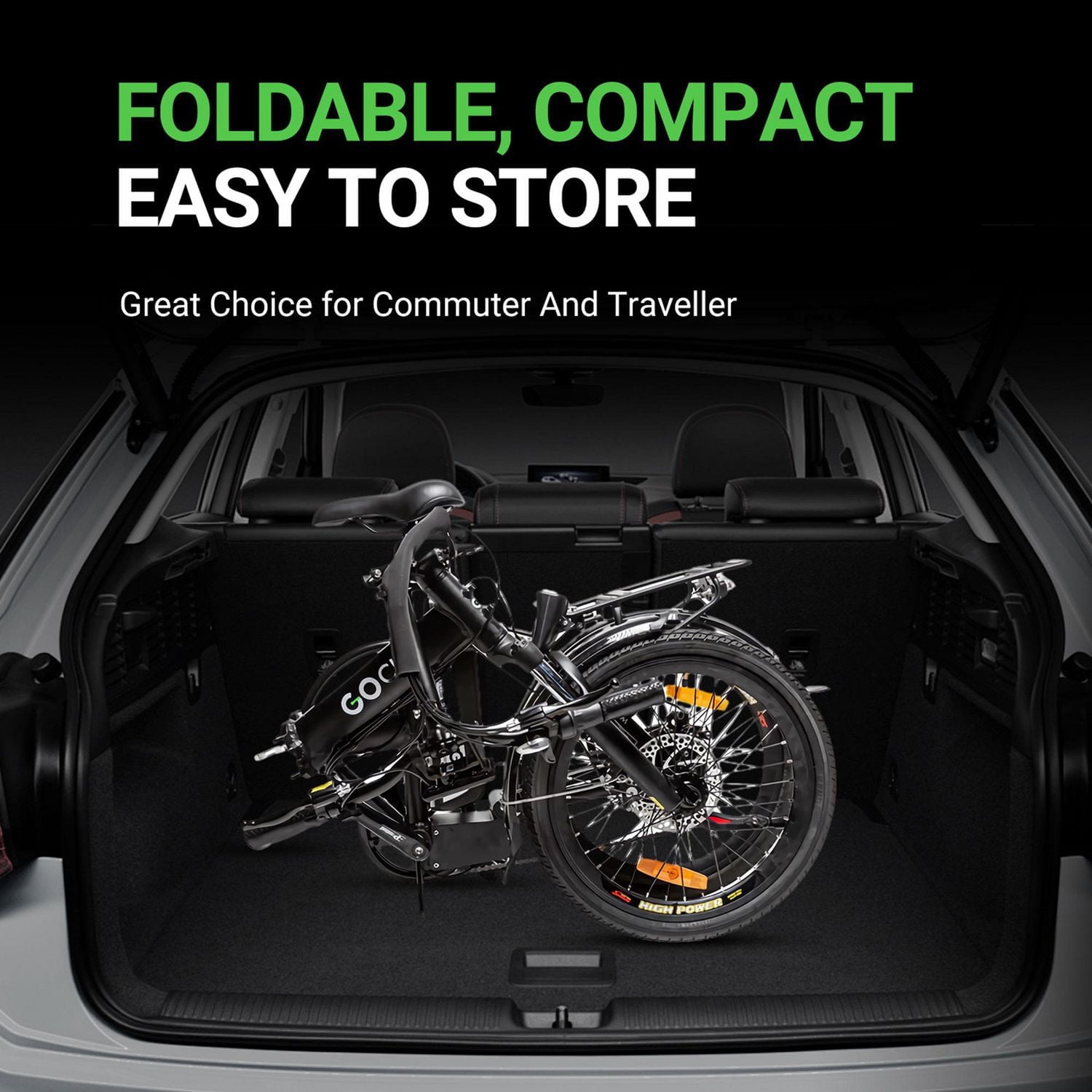 GoPowerBike GoCity Electric Bike | Adult Folding Bike, Weighs Only 46lbs | 50+ Mile Range w/ 5 Pedal-Assist Levels | 20mph Top Speed | Removable Battery | Class 1 and 2 eBike