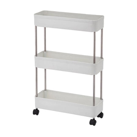 Eqslft 3 Tier Storage Cart Mobile Shelving Unit Organizer Slide Out Storage Rolling Utility Cart Tower Rack for Kitchen Bathroom Laundry Narrow Places