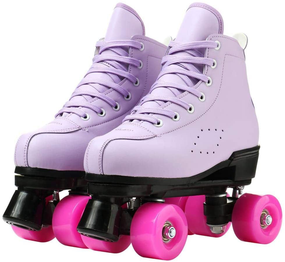 Womens Classic Roller Skates PU Leather High-top Double-Row Roller 4 Wheel Roller Skates Outdoor Roller Skates for Unisex Professional Roller Skates with Shoes Bag 