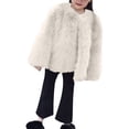 thumbnail image 2 of Coerni Toddler Kids Girls Faux Fu𝐫 Jacket Furry Winter Coat Snow Warmth Plush Outerwear Open Front Warm Fleece Overcoat Trendy, 2 of 5