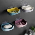 thumbnail image 5 of jaboneras de plástico sin perforaciones, cesta para jabón para encimera de baño, ducha, cocina, mantiene el jabón seco y limpio (rosa, gris, azul, amarillo), 5 of 5