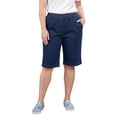 thumbnail image 3 of (3 pack) Turtle Bay New York Women’s Lightweight Denim Bermuda Shorts, Elastic Waist, Plus Sizes, 3 of 12