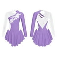 thumbnail image 5 of YEAHDOR Kids Girls Long Sleeve Shiny Rhinestone Mesh Tutu Figure Skating Dress Dancewear Lavender 14, 5 of 6