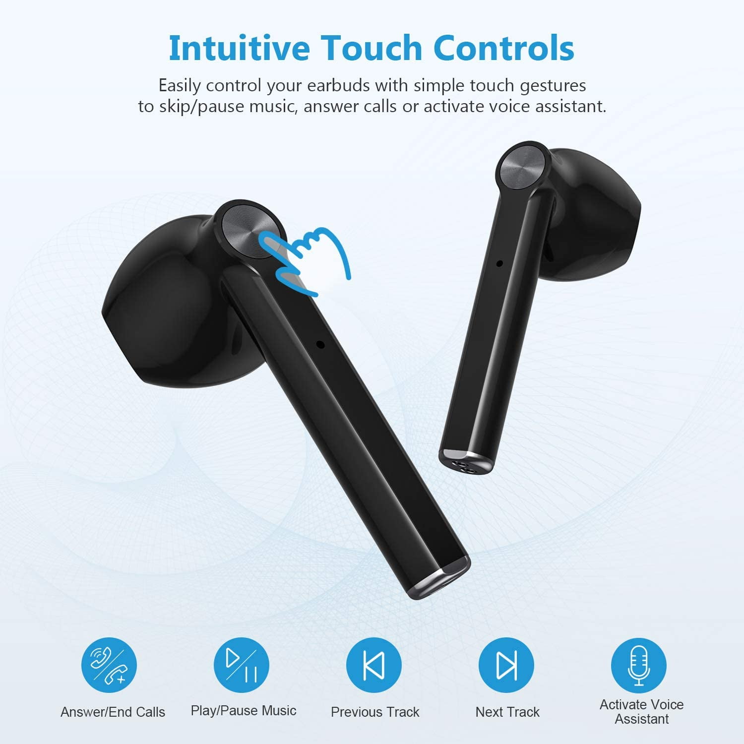 TWS Earphones Wireless Bluetooth for Google Pixel 9/Pro/Pro XL/9a Phones - Earbuds Headphones True Stereo Headset Hands-free Mic