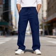 thumbnail image 6 of Dresfit Mens Cargo Pants Uncuffed Elastic Waist Baggy Sweatpants Casual 2026 Relaxed Fit Big and Tall Outdoor Trousers Loose Athletic Sweat Pants Navy 2XL, 6 of 7