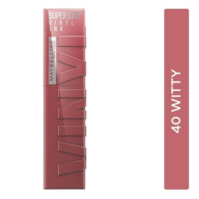 Labial líquido brillante de larga duración, Maybelline Superstay Vinyl Ink tono Witty 40, 4.2ml
