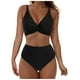 thumbnail image 2 of Traje de baño de bikini liso sin mangas para mujer, traje de baño push-up acolchado, conjuntos de blusa de traje de baño de poliéster para mujer, 2 of 6