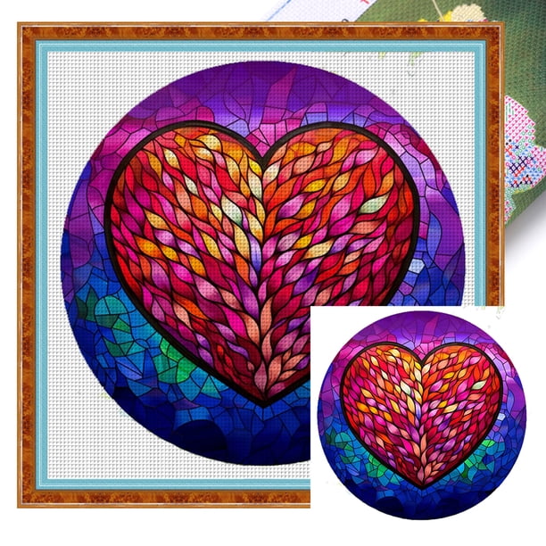 Hilo Algodón Bordado Punto Cruz Amor Cristal Impreso 11CT 50x50cm