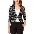 thumbnail image 1 of INSPIRE CHIC Chaqueta tipo blazer de rayas ligeras con decoración de botones de solapa con muesca para mujer Negro XS, 1 of 6