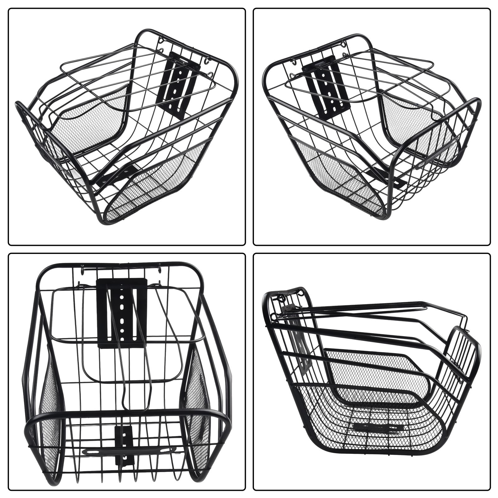 Tekuisi Electric Bicycle Basket Replacement Front Basket for Scooters E-Bike Storage Metal Frame 33X23X24cm Put Books Foods & Backpacks