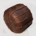 thumbnail image 5 of BBH Homes Handmade Brown Leather Pouf Ottoman Round Shape BBBACPF0027, 5 of 8