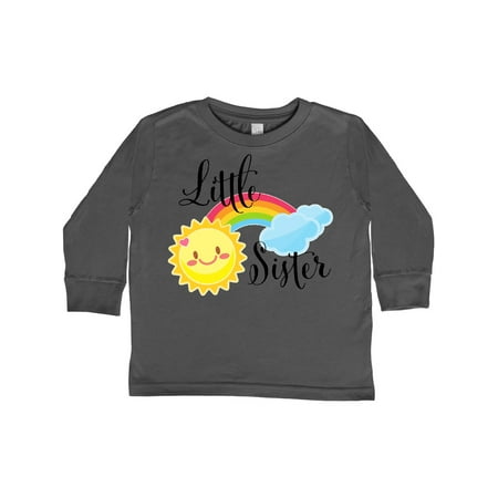 

Inktastic Little Sister- sun and rainbow Gift Toddler Toddler Girl Long Sleeve T-Shirt