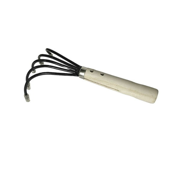 Yiaieng Hand Cultivator, 5-Claw Rake Garden Hand Rake Tool with Wooden Short Handle Garden Tools