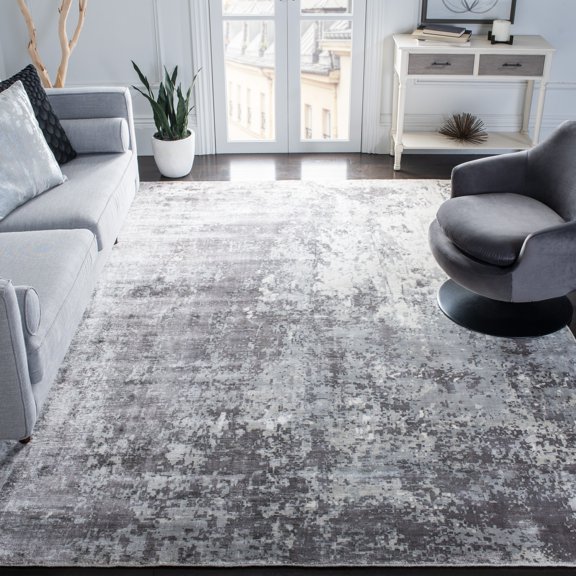 Safavieh  Handmade Mirage Skye Modern Abstract Viscose Rug Grey 10' x 14' 10' x 14' Indoor Living Room, Bedroom, Dining Room Rectangle