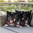 thumbnail image 4 of Black Christmas Outdoor Pillow Covers 16"x16" Set of 2,Waterproof Throw Pillow Covers for Patio Furniture,Winter Snowman Xmas Tree Snowflake Decorative Cushion Pillowcases for Garden Porch Couch Sofa, 4 of 9