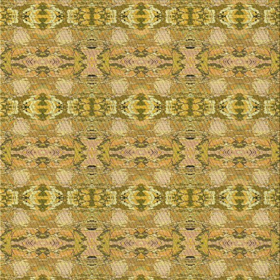 Ahgly Company Machine Washable Indoor Square Transitional Yellow Area Rugs, 5' Square