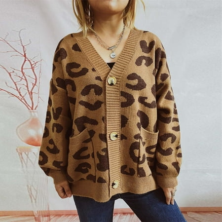 

Womens Cardigans Long Sleeve Comfy Cozy Knit Loose Fit Button Down Cardigan Khaki L