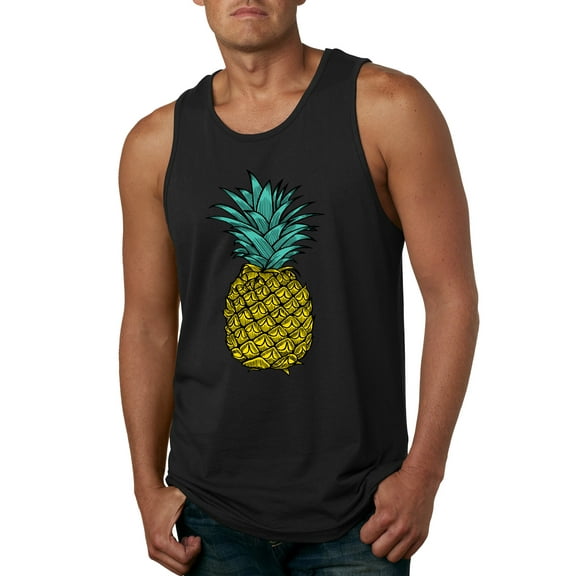 Wild Bobby, Trendy Tropical Pineapple, Fashion, Men Graphic Tank Top, Black, Small