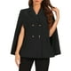 thumbnail image 1 of Blazer de doble botonadura INSPIRE CHIC para mujer, abrigo capa con cuello de solapa, negro, talla S, 1 of 1