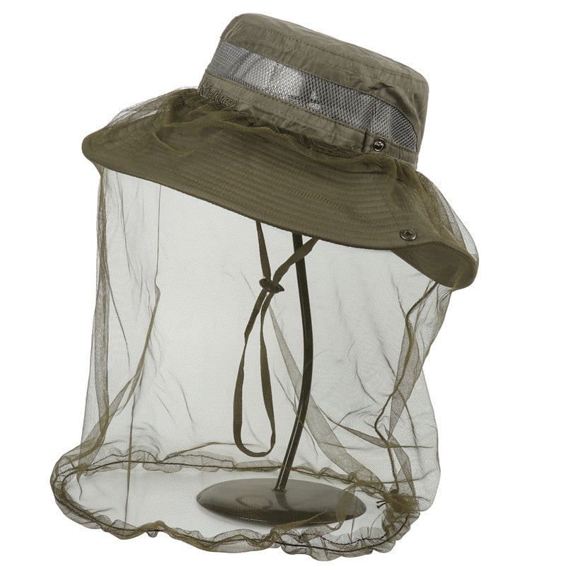 Insect & Bugs Outdoor Head Net Hats Gray Boonie Hat with Mesh Mosquito Netting 