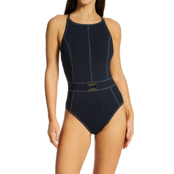 Women's Bleu Rod Beattie L23230 A Fine Line Cross Back Mio One Piece Swimsuit (Black 14)